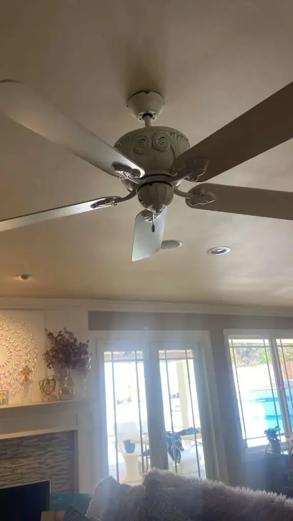 Ceiling fan installed in a residential living room